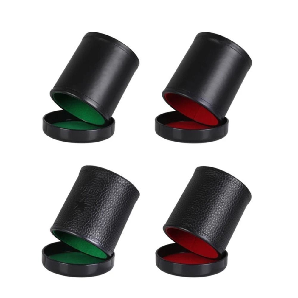 Board Game Yahtzee - Leather Dice Cup with Lid Green