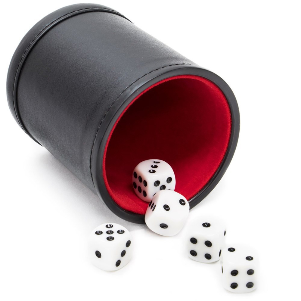 Leather Dice Cup Set with 6 Do - Board Game Yahtzee recension och pris