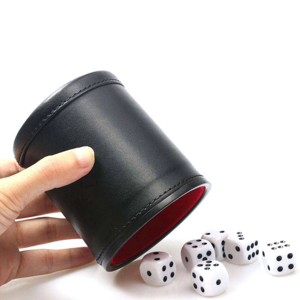 Leather Dice Cup Set with 6 Do - Board Game Yahtzee recension och pris