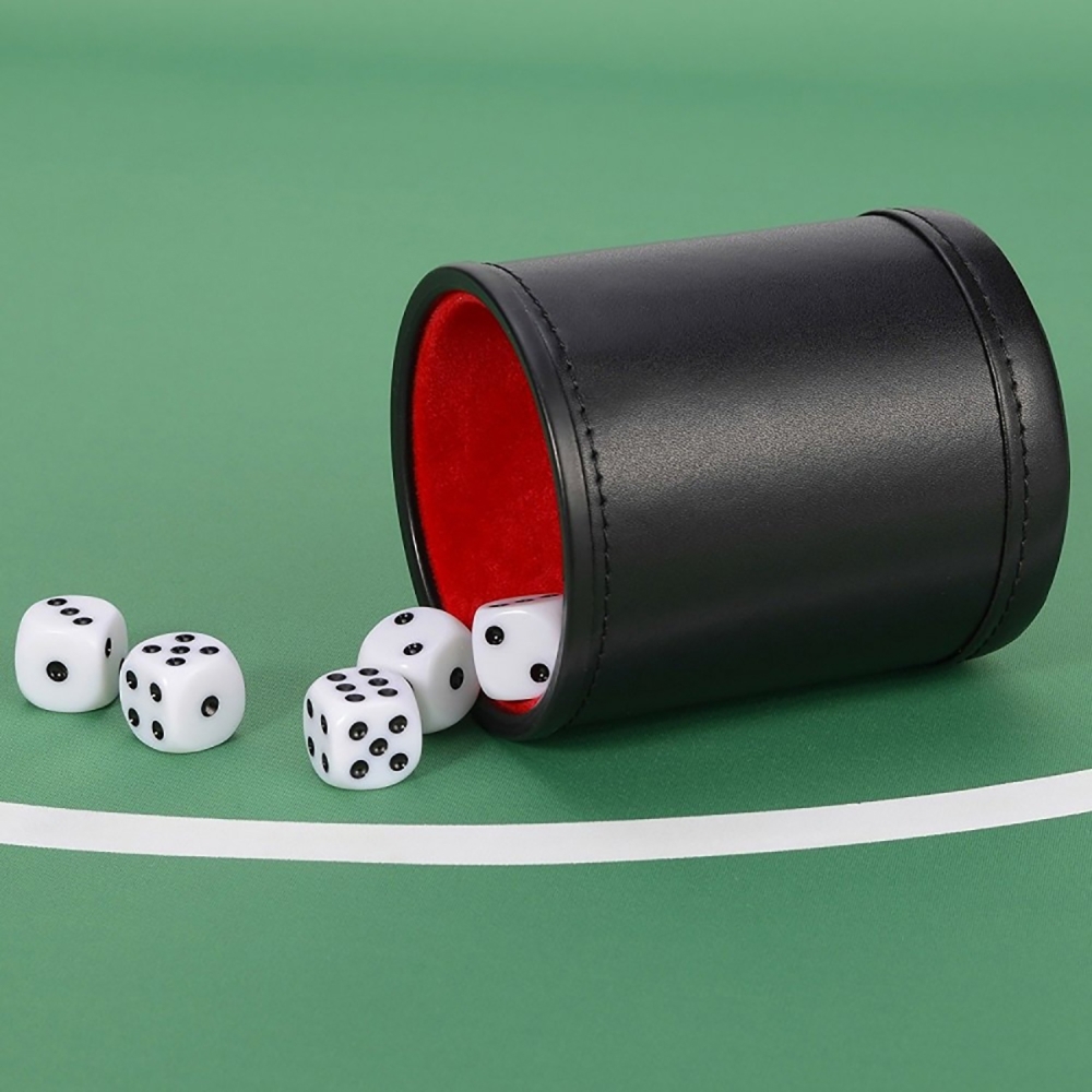 Leather Dice Cup Set with 6 Do - Board Game Yahtzee recension och pris