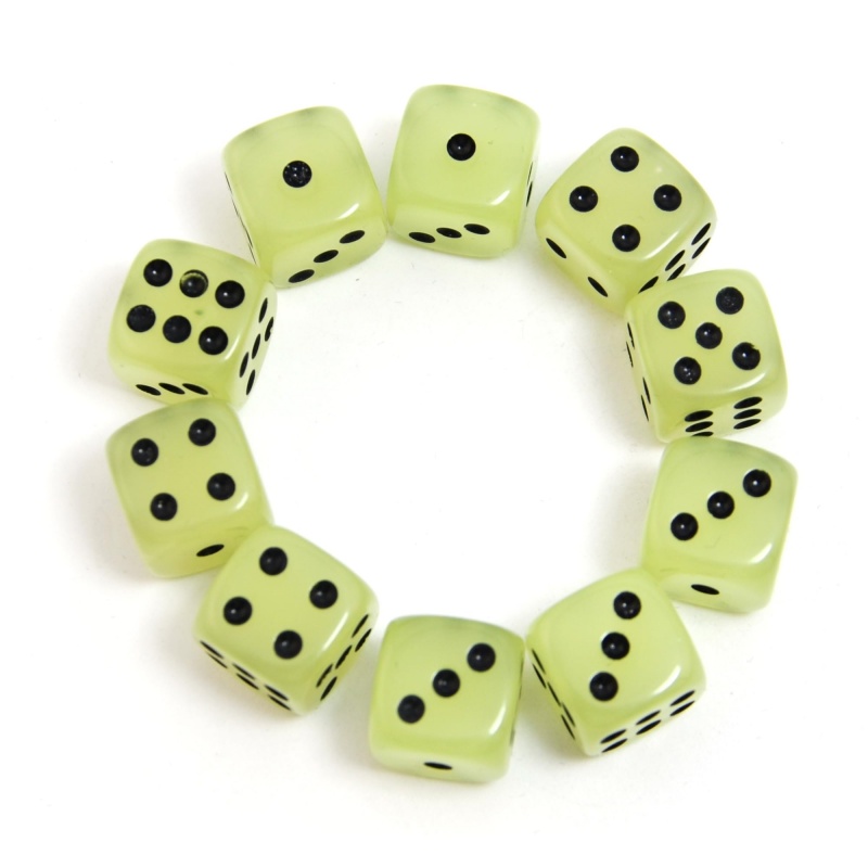 10-Pack  D6 6 Faces Dice Glow  - Board Game Yahtzee recension och pris